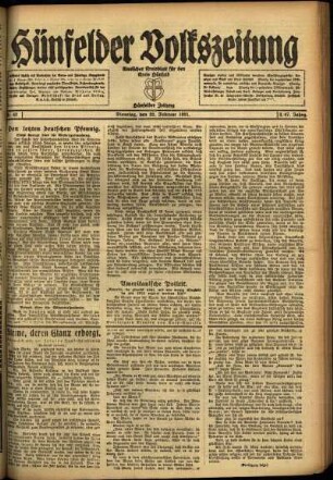 Ausgabe vom Dienstag, den 22. Februar 1921.