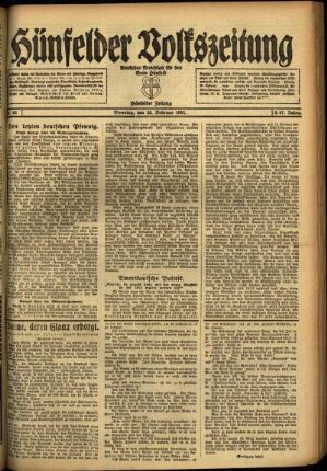 Ausgabe vom Dienstag, den 22. Februar 1921.