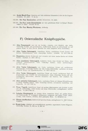 F) Orientalische Knüpfteppiche (Nr. 390-420)