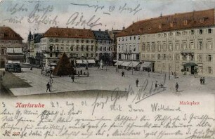 Postkartensammlung Weis mit Ansichten Karlsruhes. Marktplatz