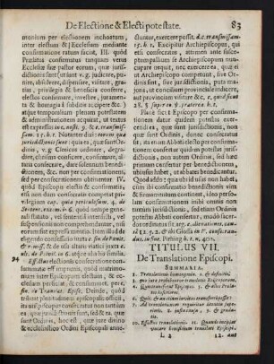 Titulus VII. De Translatione Episcopi.