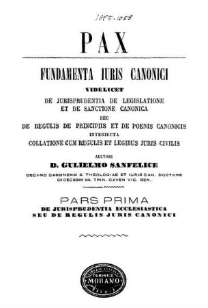 P. 1: Fundamenta iuris canonici. P. 1