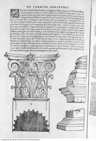 Regole generali di architettura di Sabastiano Serlio bolognese sopra le cinque maniere degli edifici, ... (4. Buch), Folio XLIX verso: Korinthische Ordnung, Säulen, Details