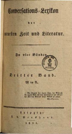 Conversations-Lexikon der neuesten Zeit und Literatur : In vier Bänden, 3. M - R