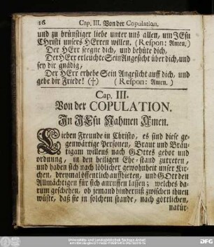 Cap. III. Von der Copulation.