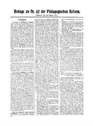 Umschau : Beilage zu Nr. 42 der Pädagogischen Reform