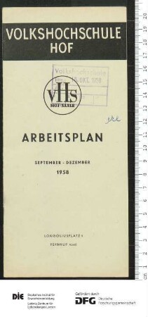 Programm 1. Semester 1958