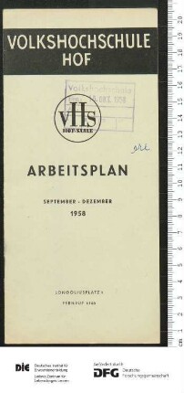 Programm 1. Semester 1958