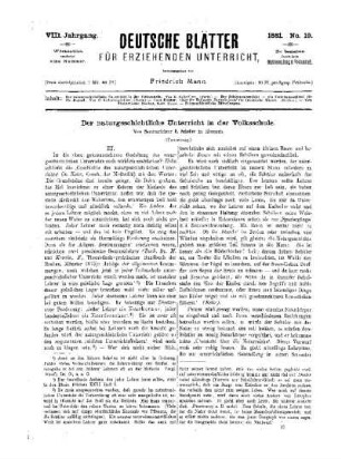 Der naturgeschichtliche Unterricht in der Volksschule : (Fortsetzung)