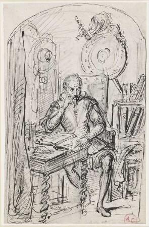 Don Quichotte in seiner Bibliothek