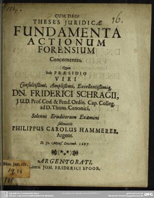 Theses juridicae fundamenta actionum forensium concernentes