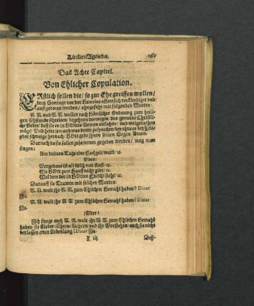Das Achte Capitel. Von Ehlicher Copulation.