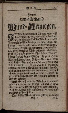 Ferner von allerhand Wund-Artzneyen.