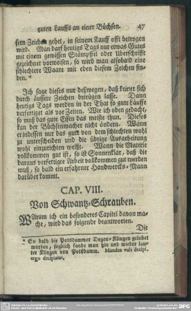 Cap. VIII. Von Schwantz-Schrauben