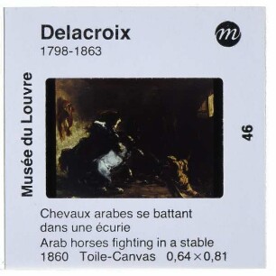 Delacroix, Arab Horses fighting in a stable