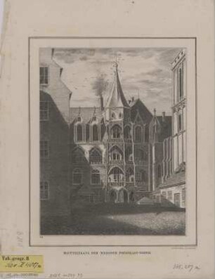 Ansicht des Einganges der Porzellan-Manufaktur zu Meißen, Lithographie, um 1850 : Haupteingang der Meissner Porzellan-Fabrik. - Dresden : Renner , [um 1850?]. - 1 Kunstbl. : Lithogr. ; 15 x 19 cm