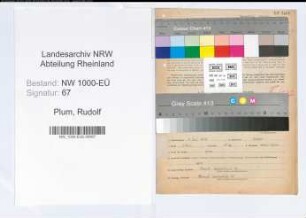 Entnazifizierung Rudolf Plum, geb. 04.07.1895 (Lehrer)