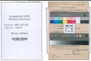 Entnazifizierung Wilhelm Blume , geb. 08.04.1901 (Reg.Inspektor)