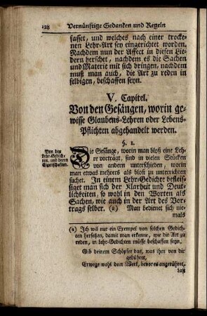 V. Capitel. Von den Gesängen, worin gewisse Glaubens-Lehren oder Lebens-Pflichten abgehandelt werden.