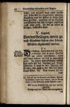 V. Capitel. Von den Gesängen, worin gewisse Glaubens-Lehren oder Lebens-Pflichten abgehandelt werden.