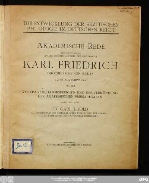 Die Entwicklung der semitischen Philologie im Deutschen Reich