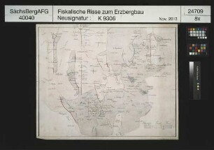 Vereinigtes Bergamtsrevier Johanngeorgenstadt; Ausdehnung des Glimmerschiefers, Granit und Gneis mit Angabe der Hauptgänge