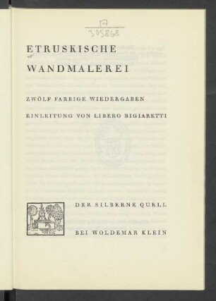Etruskische Wandmalerei : zwölf farbige Wiedergaben