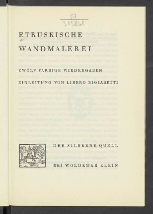 Etruskische Wandmalerei : zwölf farbige Wiedergaben