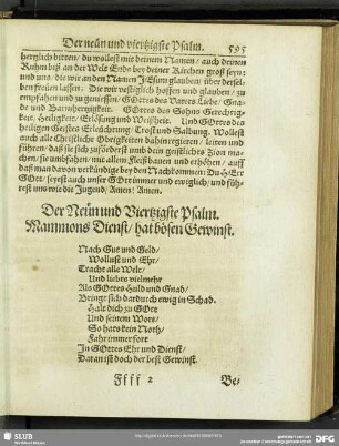 Der Neun und Viertzigste Psalm. Mammons Dienst, hat bösen Gewinst
