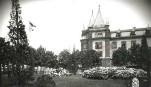 Dresden-Johannstadt. Jägerkaserne (1881; O. Haenel, B. Adam). Südwestseite (Teilansicht, von der Elsässer Straße)