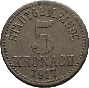 Münze / Notgeld, 5 Pfennig, 1917
