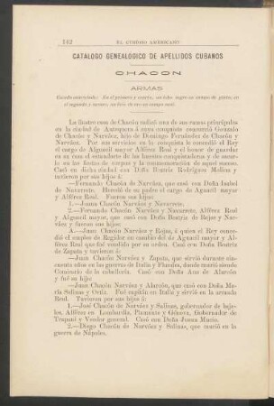 Catálogo genealógico de apellidos cubanos : Chacón
