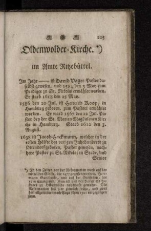 Oldenwolder-Kirche. im Amte Ritzebüttel.