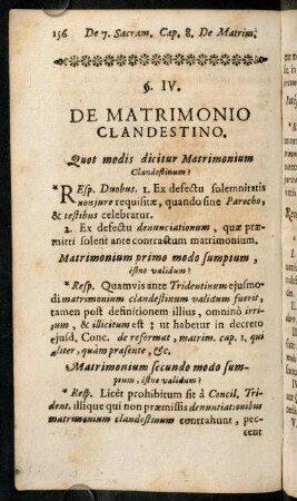 156-168, §. IV. De Matrimonio Clandestino. - §. V. De Assistentia Parochi.