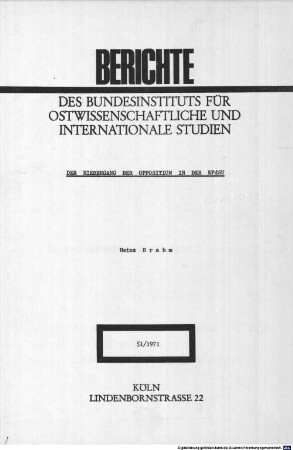 Der Niedergang der Opposition in der KPdSU
