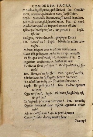 Comoedia Sacra, Cvi Titvlvs Ioseph : ad Christianae iuuentutis institutionem iuxta locos inuentionis, ueteremq[ue] artem