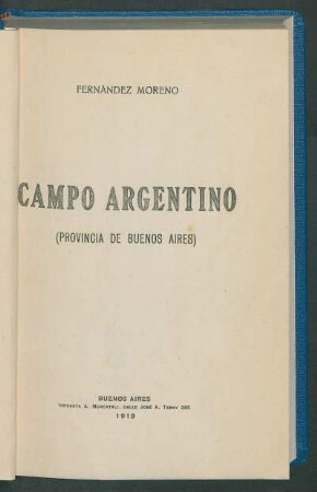 Campo argentino : (provincia de Buenos Aires)