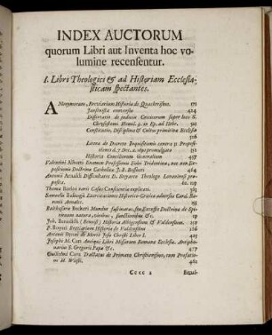 Index Auctorum quorum Libri aut Inventa hoc volumine recensentur.