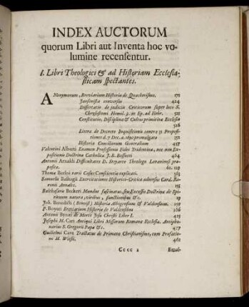 Index Auctorum quorum Libri aut Inventa hoc volumine recensentur.