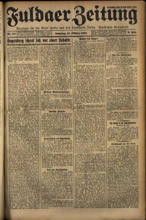 Erste Ausgabe vom Samstag, den 12. Oktober 1929.