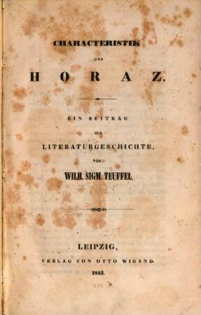 Characteristik des Horaz : Ein Beitrag zur Literaturgeschichte