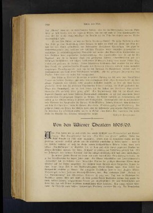 Von den Wiener Theatern 1908/09