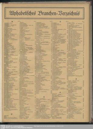 Alphabetisches Branchen-Verzeichnis