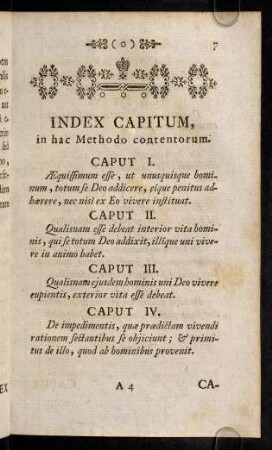 7-8, Index Capitum, in hac Methodo contentorum.