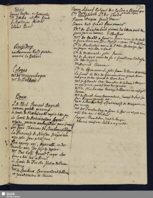 S. 520-525: Connoissances [nach Städten geordnet]
