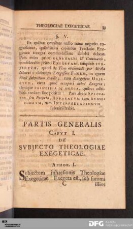 Capvt I. De Svbjecto Theologiae Exegeticae.