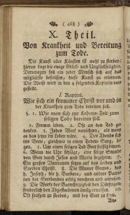 X. Theil. Von Krankheit und Bereitung zum Tode