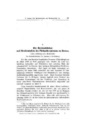 Die Meritenbücher und Meritentafeln des Philanthropinums zu Dessau