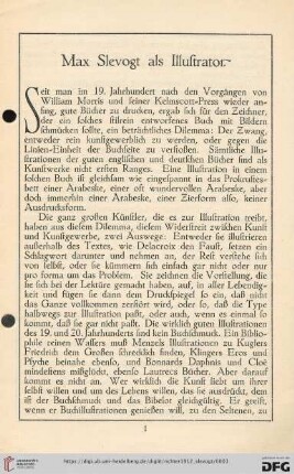 Max Slevogt als Illustrator