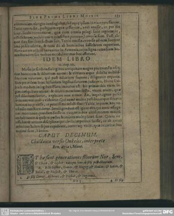 Caput Decimum. Chaldaica versio Onkelos, interprete Ben. Aria Mont.